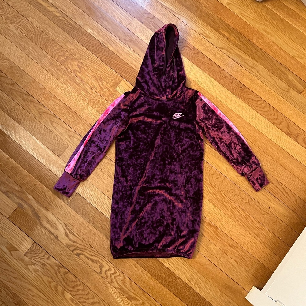 Girls Nike Velour Burgundy and Pink Dress - Size: 6x